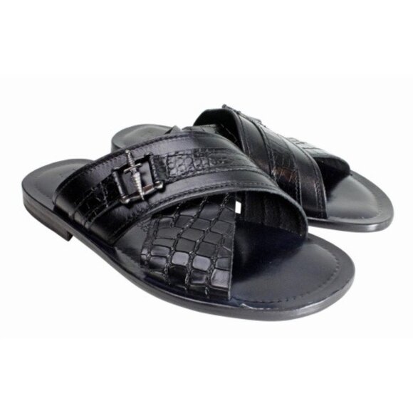 Elhadji Men’s Leather Black Italian Sandals Shoes main image 5